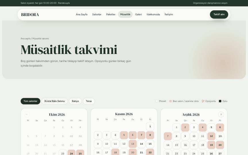 Müsaitlik takvimi