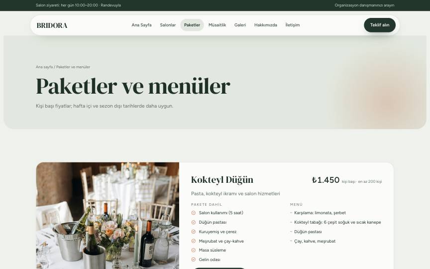 Paketler ve menüler