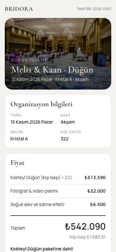 Teklif — çiftin telefonunda